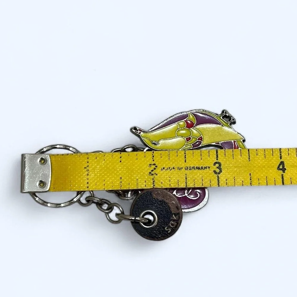 Sakroots Yellow Brown and Purple Peace Bird Sterling Silver Keychain Vintage